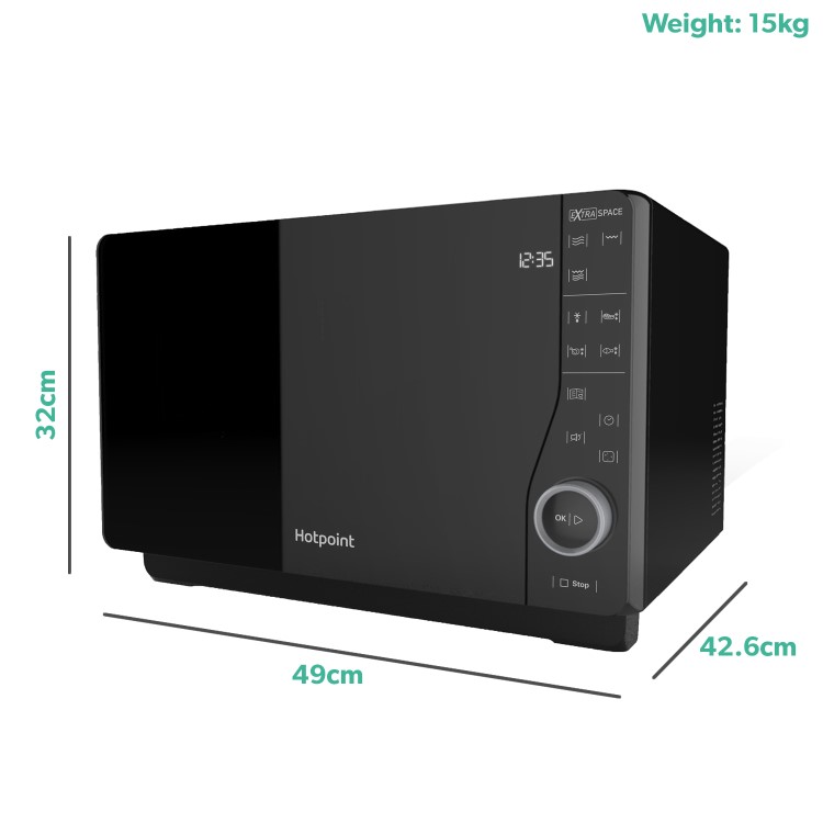 Refurbished Hotpoint MWH2621MB Ultimate Collection 25L 800W Flatbed Digital Microwave Black