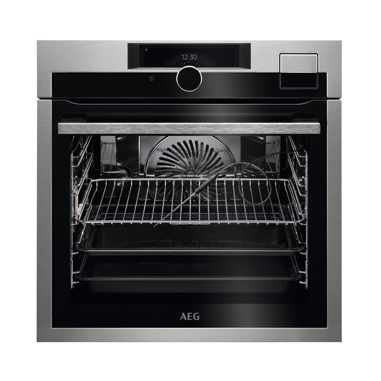 AEG 9000 SteamPro Electric Single Oven with Food Sensor & Command Wheel - Black
