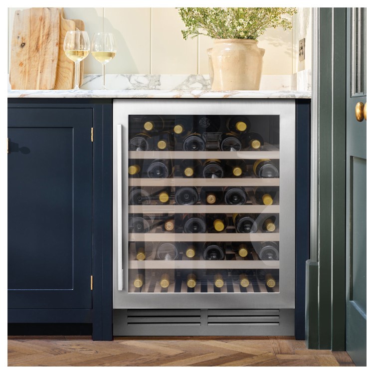 Refurbished Caple Classic WI6142 Freestanding 52 Bottle Single Zone Under Counter Wine Cabinet Stainless Steel