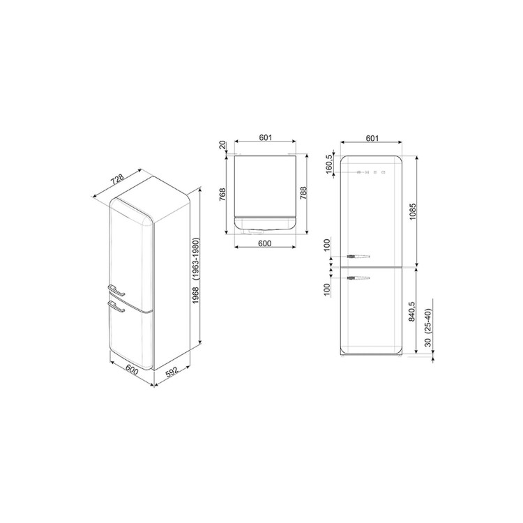 Refurbished Smeg FAB32LPB3UK Freestanding 301 Litre 60/40 Frost Free Fridge Freezer Blue