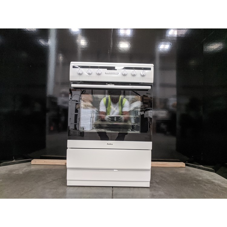Refurbished Amica 608CE2TAW 60cm Electric Cooker with Ceramic Hob White