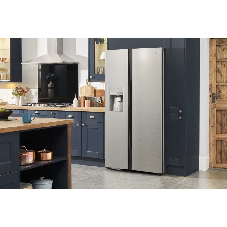 Refurbished Haier HRF-636IM6 Freestanding 540 Litre 65/35 American Fridge Freezer Stainless Steel