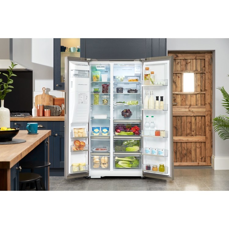 Refurbished Haier HRF-636IM6 Freestanding 540 Litre 65/35 American Fridge Freezer Stainless Steel