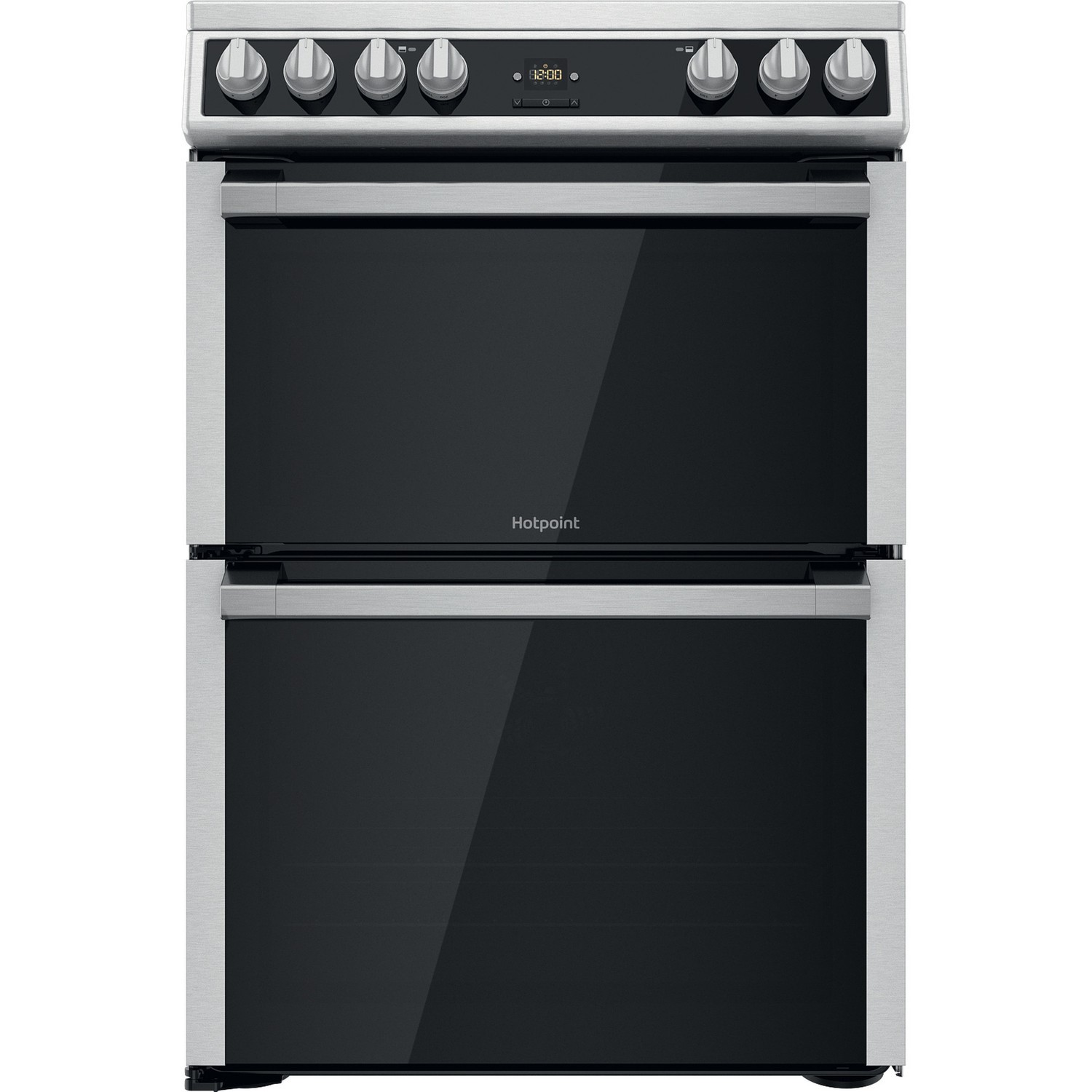 Hotpoint 60cm Double Oven Electric Cooker with Ceramic Hob - Stainless Steel