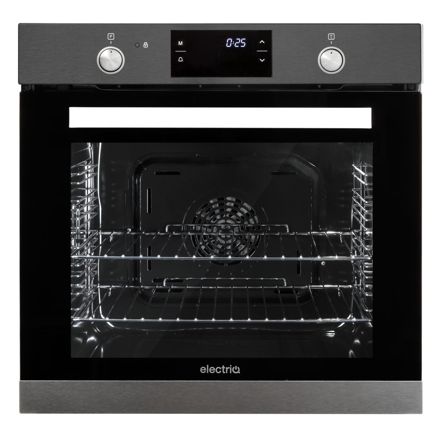 electriQ Plug In Self Cleaning Electric Single Oven Dark Grey Steel