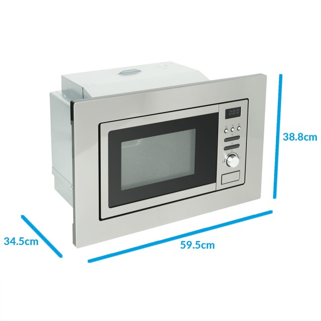 Refurbished electriQ EIQMOGBI20 Built In 20L with Grill 800W Digital Microwave Stainless Steel