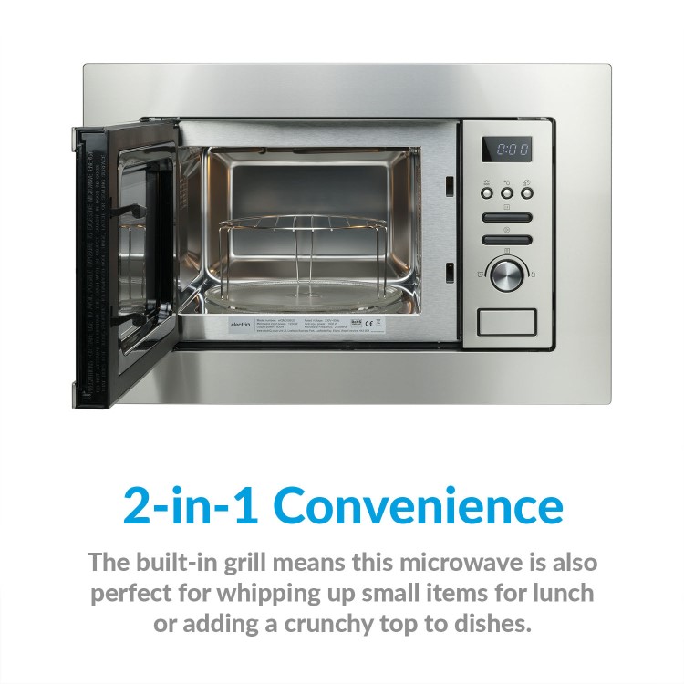 Refurbished electriQ EIQMOGBI20 Built In 20L with Grill 800W Microwave Stainless Steel
