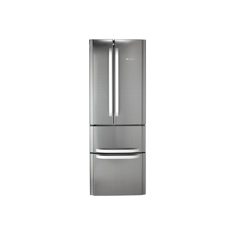 Hotpoint FFU4DX Quadrio 70cm Wide Frost Free Freestanding Fridge Freezer Stainless Steel