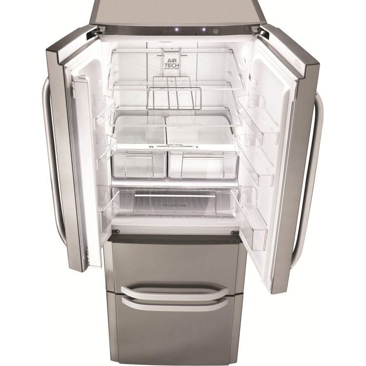 Hotpoint FFU4DX Quadrio 70cm Wide Frost Free Freestanding Fridge Freezer Stainless Steel