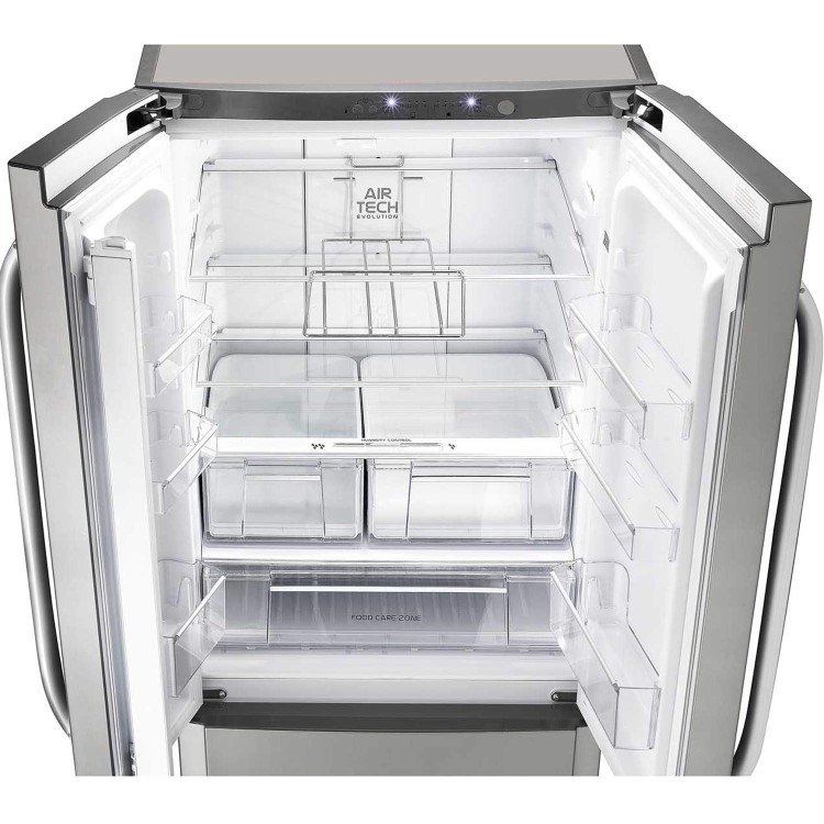 Hotpoint FFU4DX Quadrio 70cm Wide Frost Free Freestanding Fridge Freezer Stainless Steel