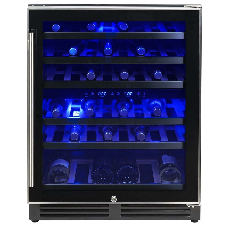 electriQ 51 Bottle Capacity Full Range Dual Zone Freestanding Wine Cooler - Black