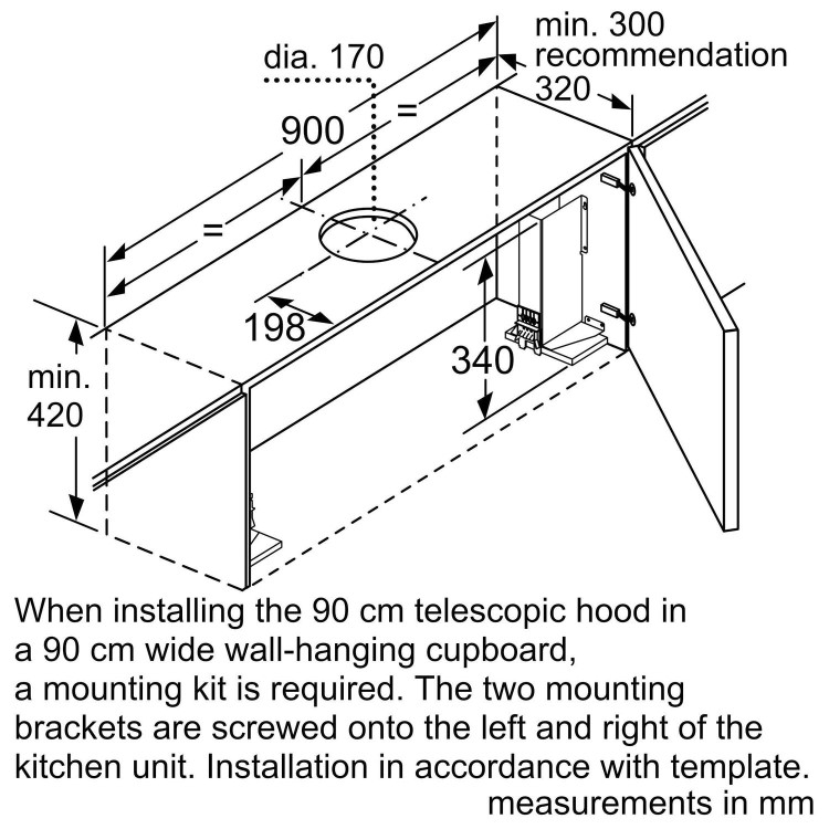 Refurbished Bosch Series 4 DFS097A51B 90cm Telescopic Canopy Cooker Hood Stainless Steel