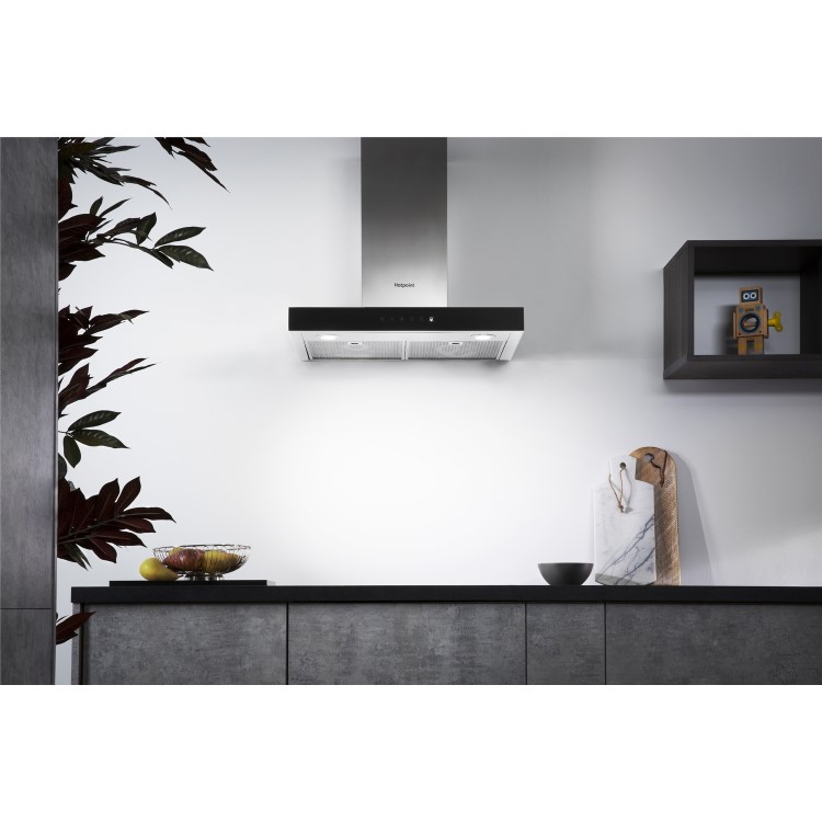 Hotpoint 60cm Slimline Touch Control Chimney Cooker Hood - Stainless Steel