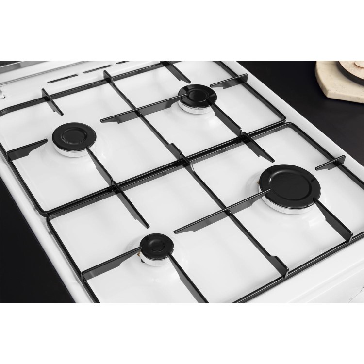 Refurbished Hotpoint HD5G00CCW 50cm Double Cavity Gas Cooker with Lid White