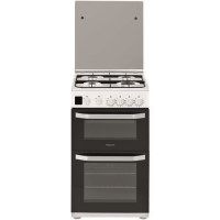 Refurbished Hotpoint HD5G00CCW 50cm Double Cavity Gas Cooker with Lid White