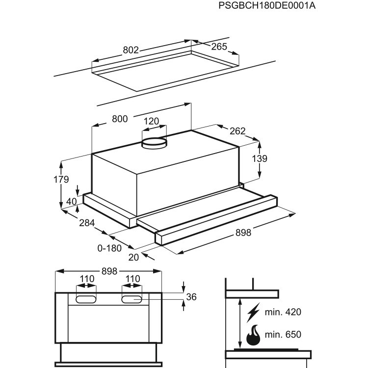 Refurbished AEG DPB3931S 90cm Canopy Cooker Hood Silver