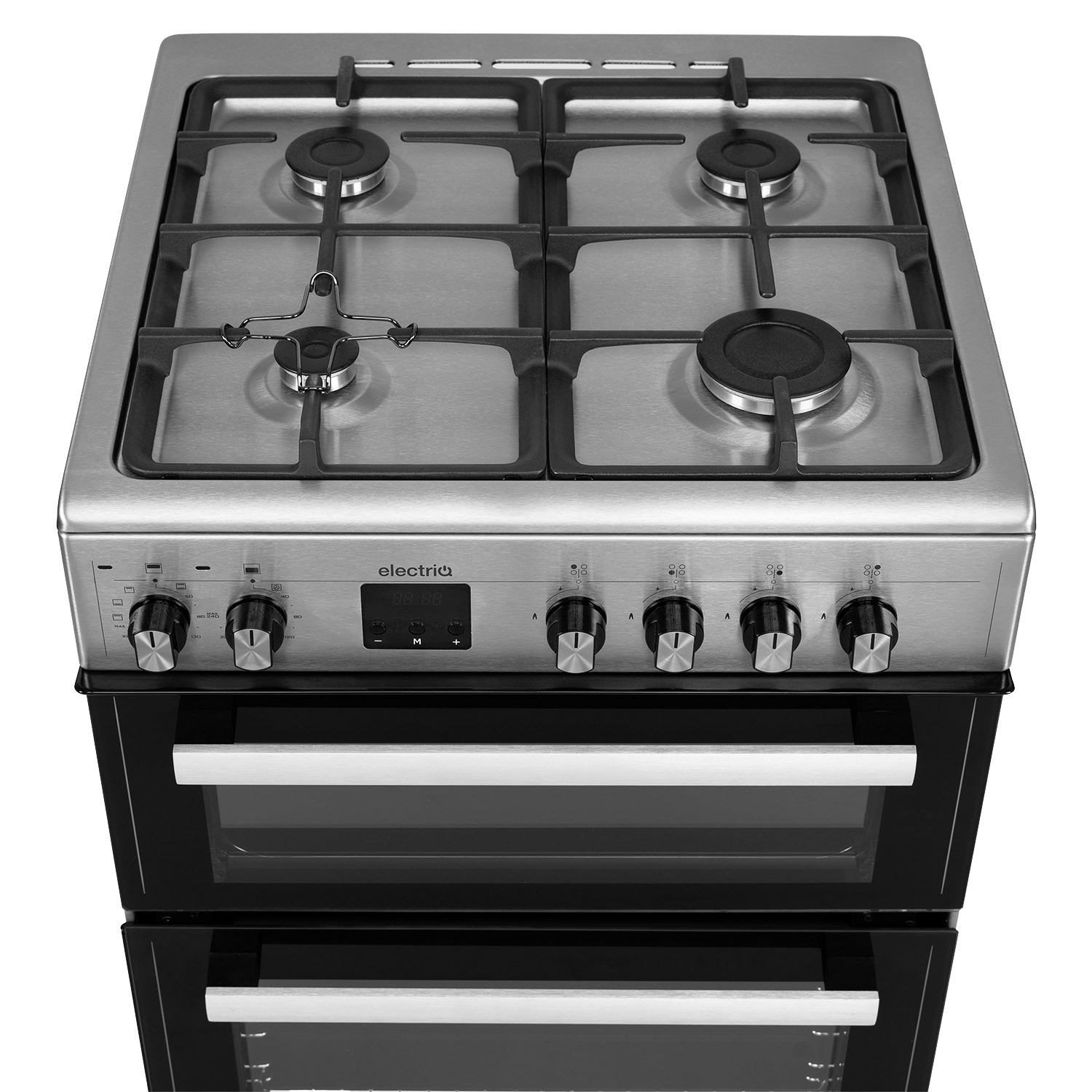 electriQ 60cm Dual Fuel Cooker with Double Oven Stainless Steel