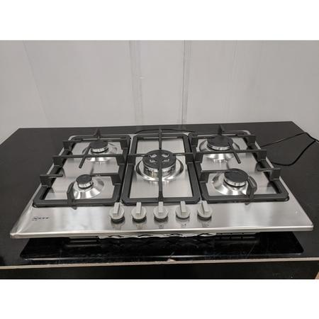 Refurbished Neff N50 T27BB59N0 75cm 5 Burner Gas Hob with Cast Iron Pan Stands Stainless Steel