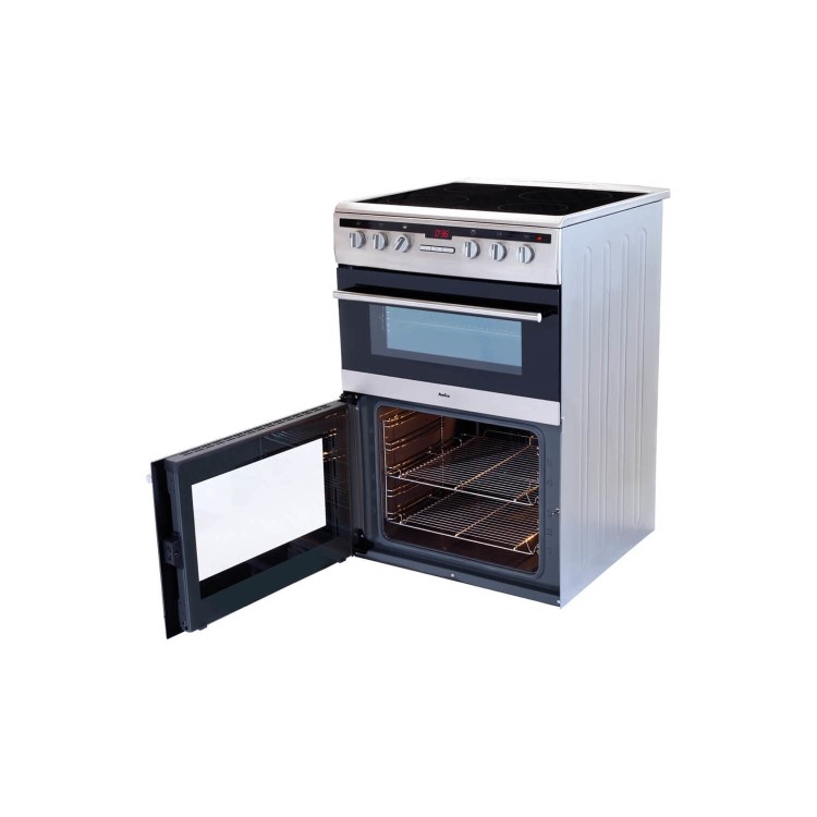 Refurbished Amica AFC6550SS 60cm Double Oven Electric Cooker with Ceramic Hob Stainless Steel