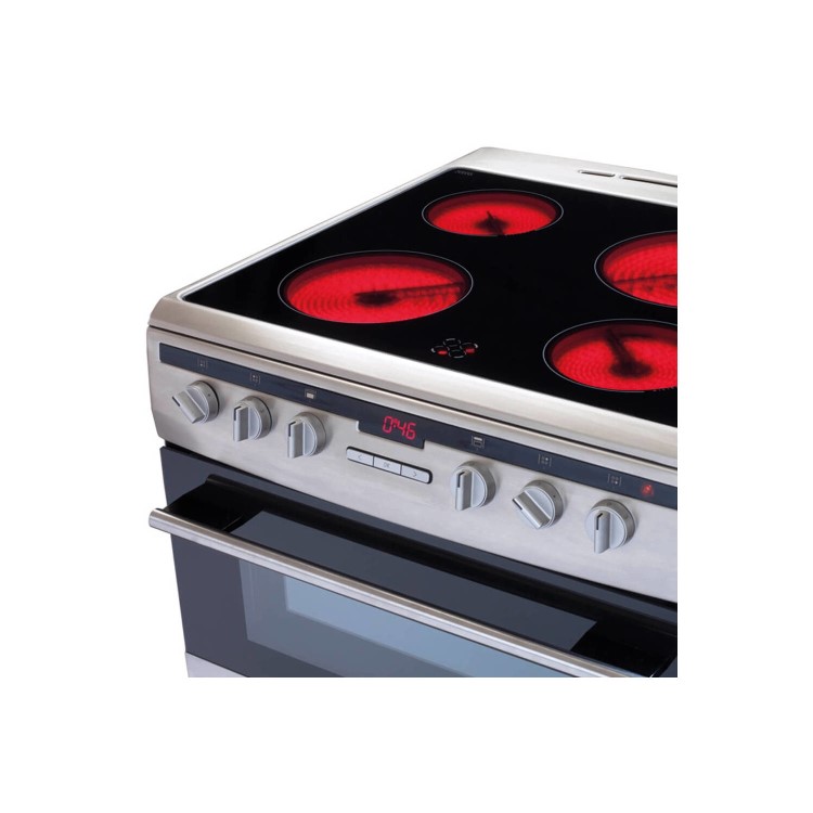 Refurbished Amica AFC6550SS 60cm Double Oven Electric Cooker with Ceramic Hob Stainless Steel