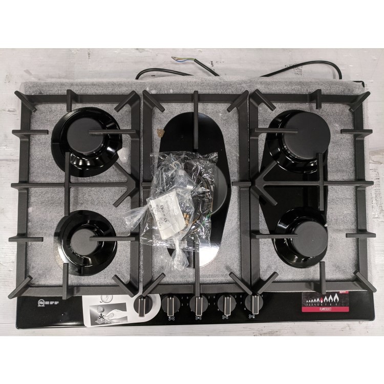 Refurbished Neff N70 T27DS59S0 75cm 5 Burner Gas Hob Black With Cast Iron Pan Stands