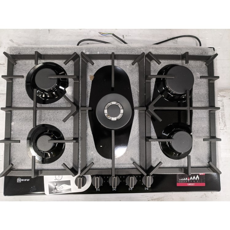 Refurbished Neff N70 T27DS59S0 75cm 5 Burner Gas Hob Black With Cast Iron Pan Stands