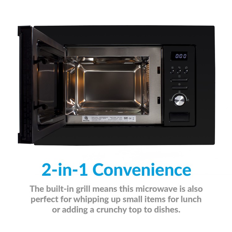 Refurbished electriQ eiQMOGBI20BLACK Built In 20L with Grill 800W Microwave Black