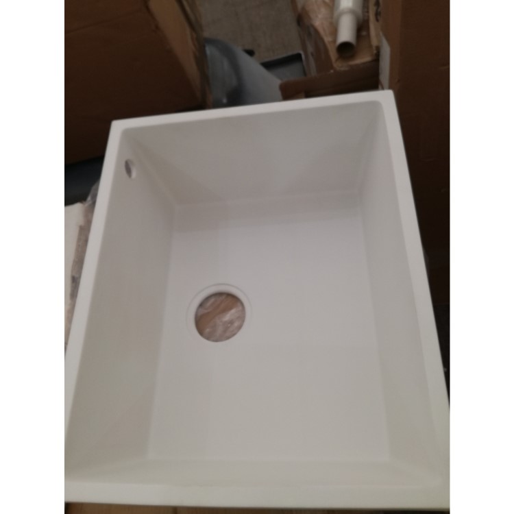 GRADE A2 - Enza Madison Single Bowl Undermount White Granite Composite Kitchen Sink