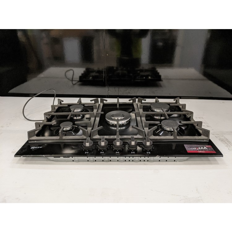 Refurbished Neff N70 T27DS59S0 75cm 5 Burner Gas Hob Black With Cast Iron Pan Stands