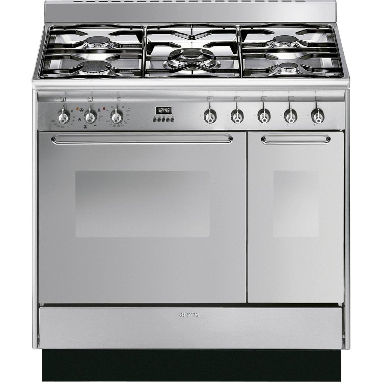 Refurbished Smeg Cucina CC92MX9 90cm Dual Fuel Range Cooker Stainless Steel