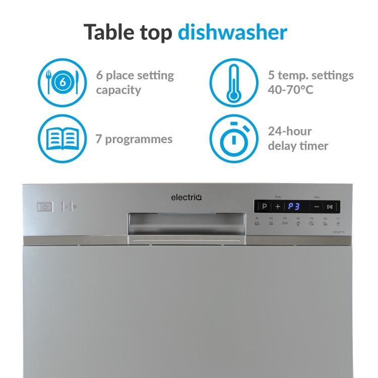 Refurbished electriQ EQDWTTS 6 Place Freestanding Dishwasher