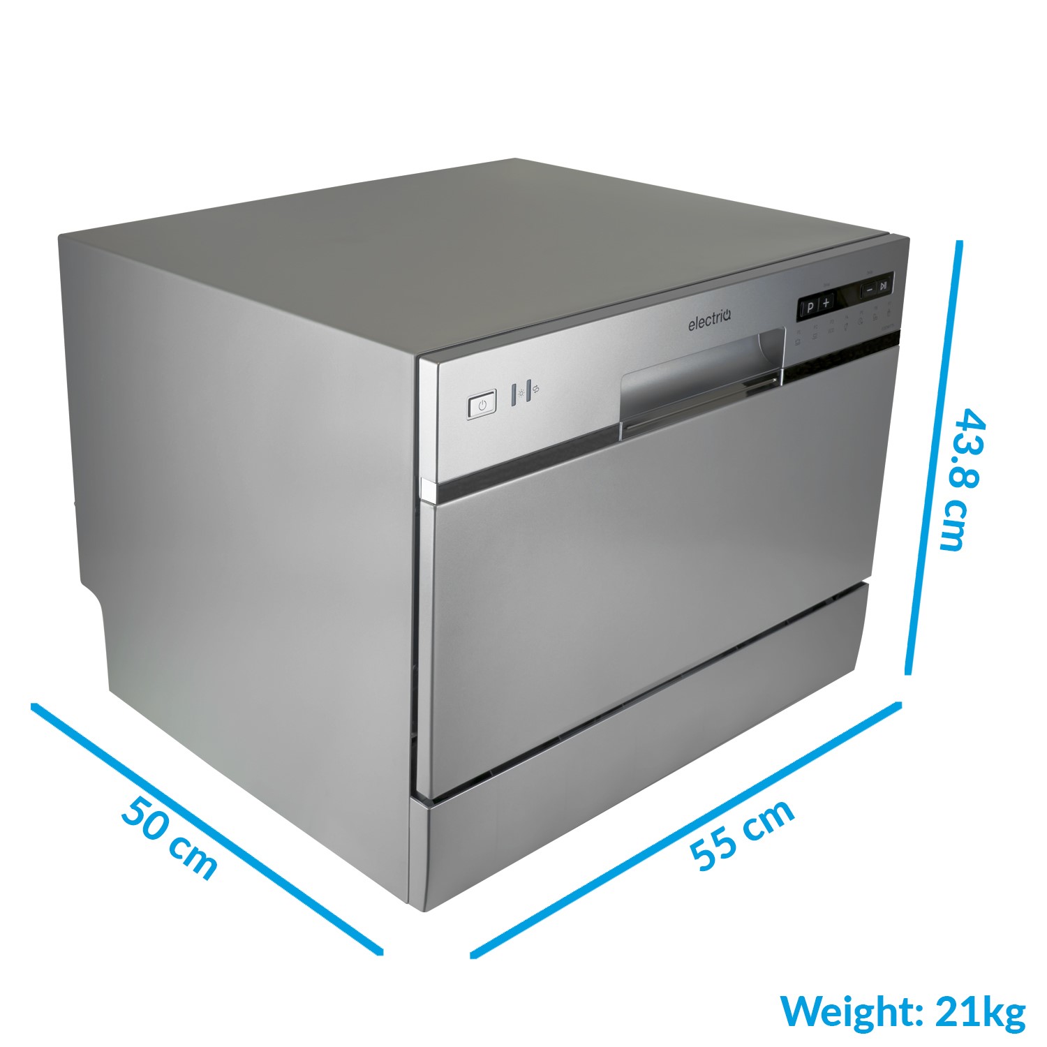electriQ 6 Place Settings Freestanding Table Top Dishwasher Silver