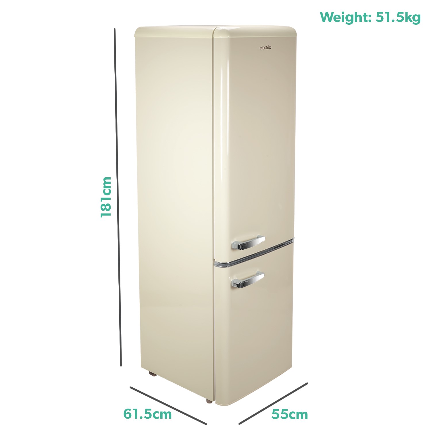 Refurbished electriQ EQ6040RETROCREAM Freestanding 244 Litre 60/40