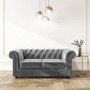 Grey Velvet 2 Seater Chesterfield Sofa - Bronte