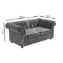 Grey Velvet 2 Seater Chesterfield Sofa - Bronte
