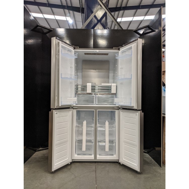 Refurbished Hisense RQ563N4AI1 Freestanding 432 Litre Four Door American Fridge Freezer Stainles Steel