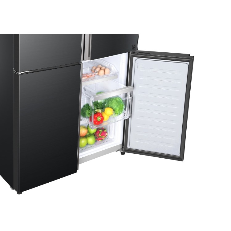 Refurbished Haier HTF610DSN7 Freestanding 610 Litre 70/30 American Fridge Freezer Black