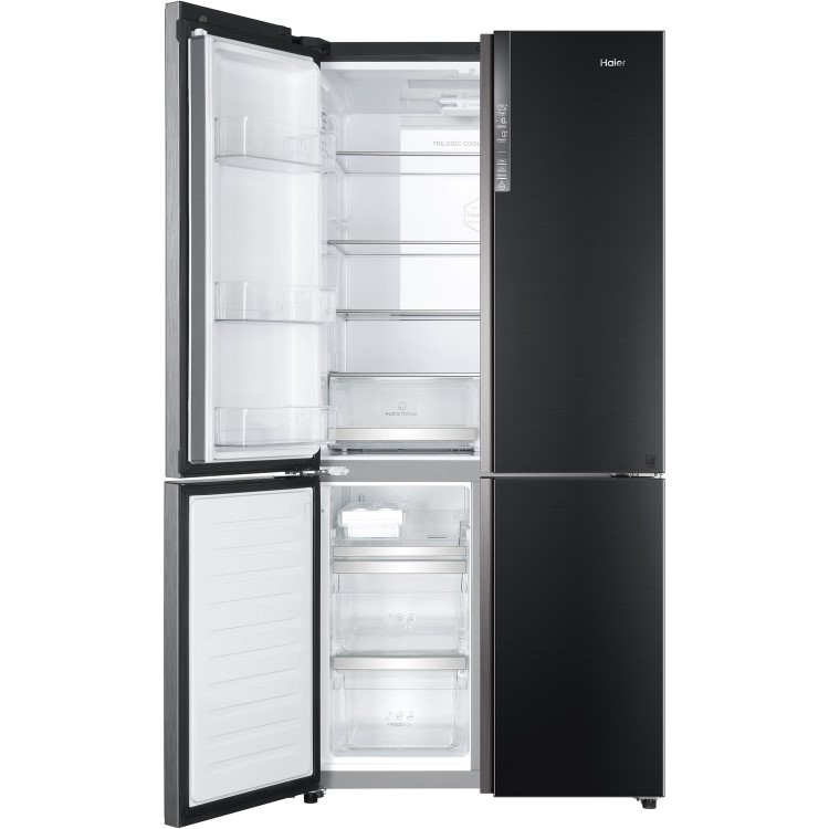 Refurbished Haier HTF610DSN7 Freestanding 610 Litre 70/30 American Fridge Freezer Black