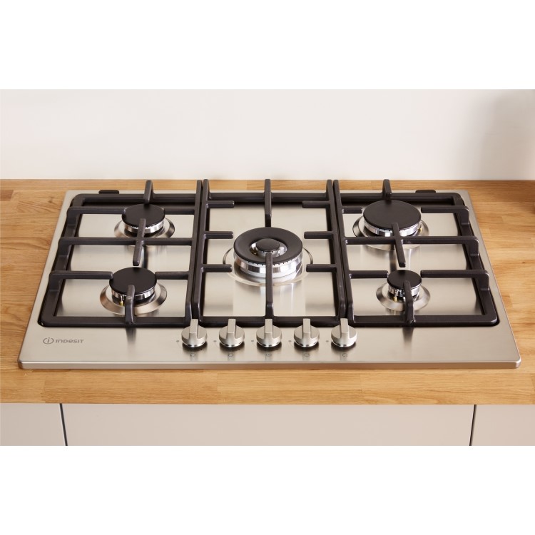 Refurbished Indesit THP751WIX 75cm 5 Burner Gas Hob Stainless Steel