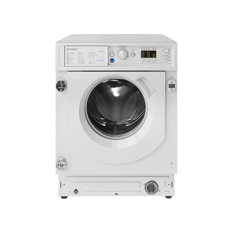 Refurbished Indesit Push&Go BIWDIL75125UKN Integrated 7/5KG 1200 Spin Washer Dryer