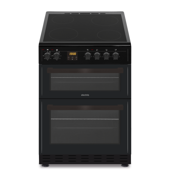 electriQ 60cm Double Cavity Electric Cooker - Black