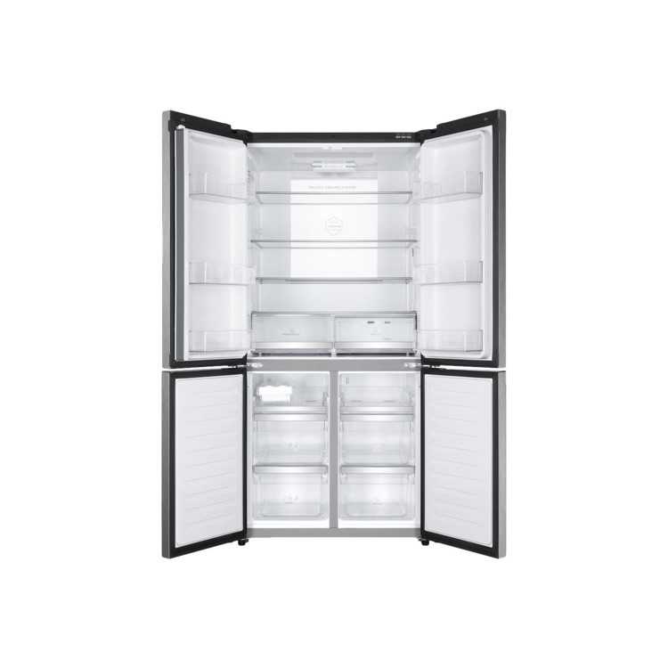 Refurbished Haier Cube Series HTF-610DSN7 Freestanding 610 Litre 70/30 Frost Free American Fridge Freezer Black Stainless Stee;