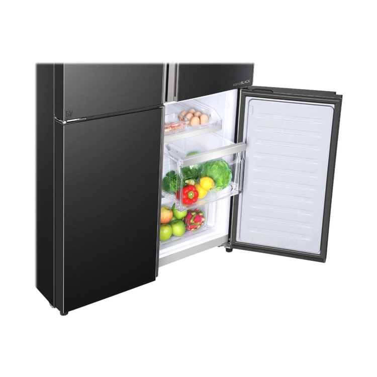 Refurbished Haier HTF-610DSN7 Freestanding 610 Litre 70/30 American Fridge Freezer Black