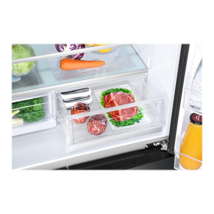 Refurbished Haier Cube Series HTF-610DSN7 Freestanding 610 Litre 70/30 Frost Free American Fridge Freezer Black Stainless Stee;