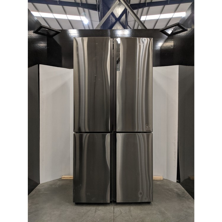 Refurbished Haier Cube Series HTF-610DSN7 Freestanding 610 Litre 70/30 Frost Free American Fridge Freezer Black Stainless Stee;