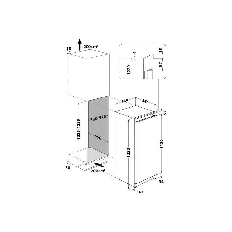 Hotpoint 209 Litre In-column Integrated Fridge