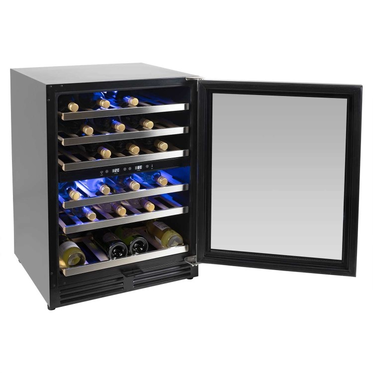 electriQ 51 Bottle Capacity Full Range Dual Zone Freestanding Wine Cooler - Black