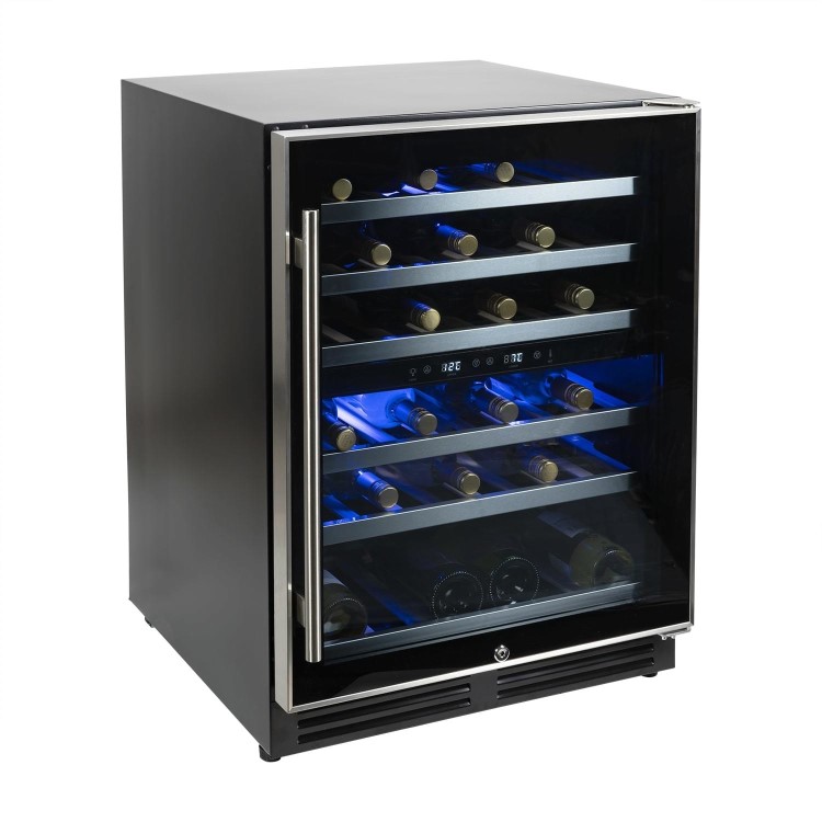 electriQ 51 Bottle Capacity Full Range Dual Zone Freestanding Wine Cooler - Black