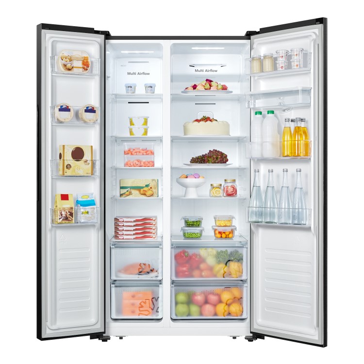 Fridgemaster 519 Litre Side-By-Side American Fridge Freezer With Multiflow  - Black
