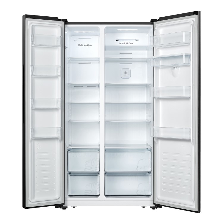 Fridgemaster 519 Litre Side-By-Side American Fridge Freezer With Multiflow  - Black